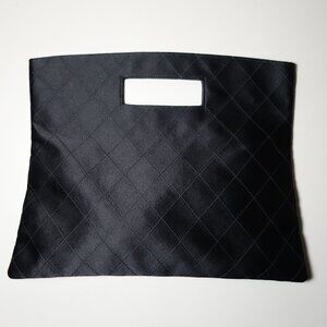 Vtg Chanel Satin Matelasse Clutch Handbag Made In France, Size 9.5 in x 11.75 in